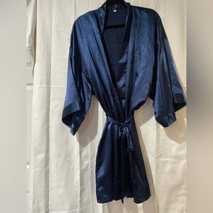 Maid of honor satin slate blue robe